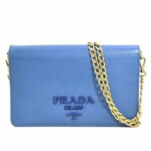 PRADA Blue Leather Shoulder Bag